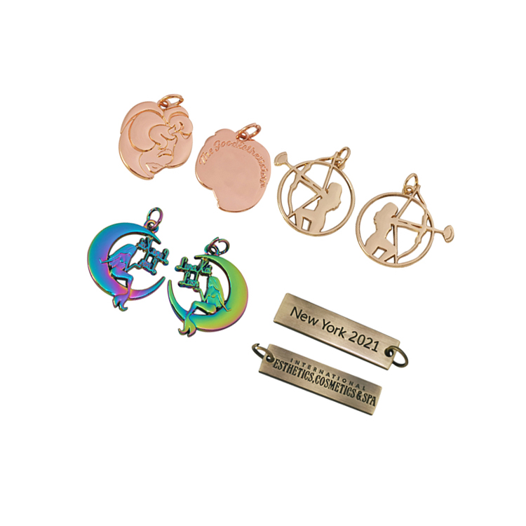 Factory direct sale engraved logo custom metal jewelry tags for clothing hats Bracelet