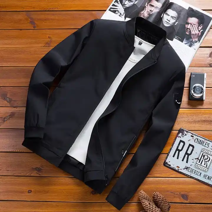 Men's Solid Color Jacket Spring and Autumn Jacket Men's plus size Jacket for Teenagers