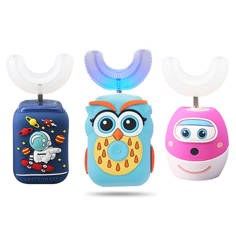 AIWO 2021 Hot Selling Cute Carton Food Grade Silicone Rechargeable Led Light Automatic Toothbrush Kids Private Label