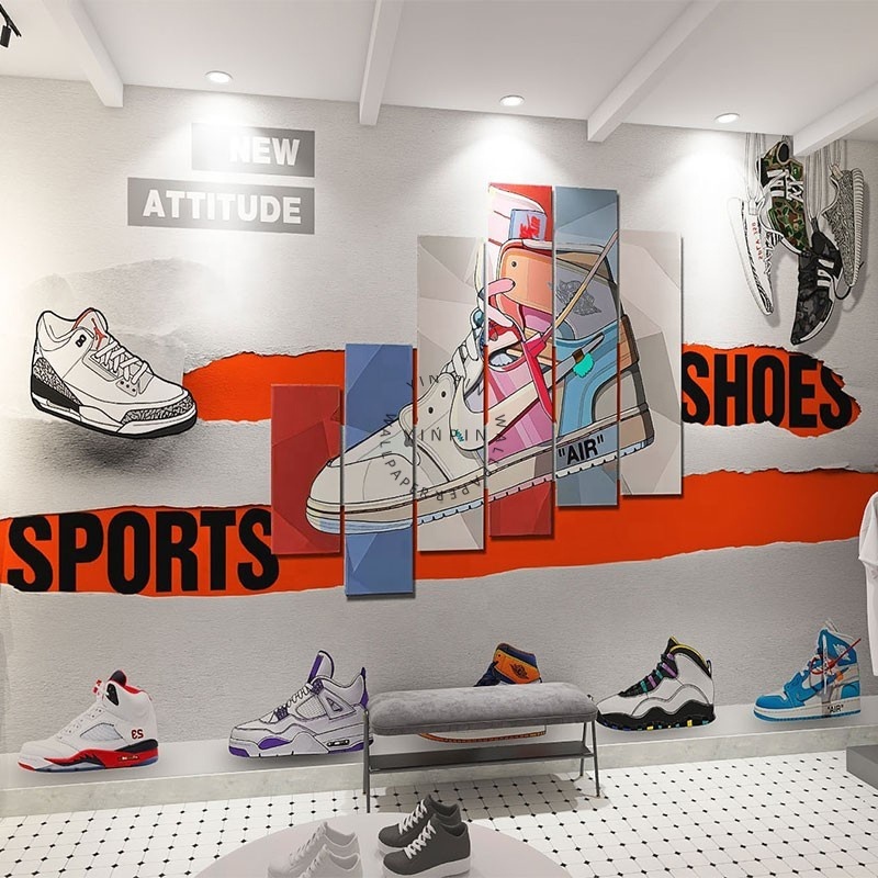 3D Trendy Brand Sneaker Animation Background Sports Shoe Store Wallpaper Home Decoration