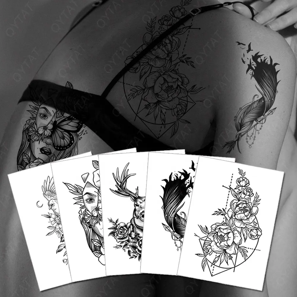 QYTAT Tattoo Factory High Quality More than 10000 Different Designs Sticker Tatoo Water Transfer Fake Wholesale Temporary Tattoo