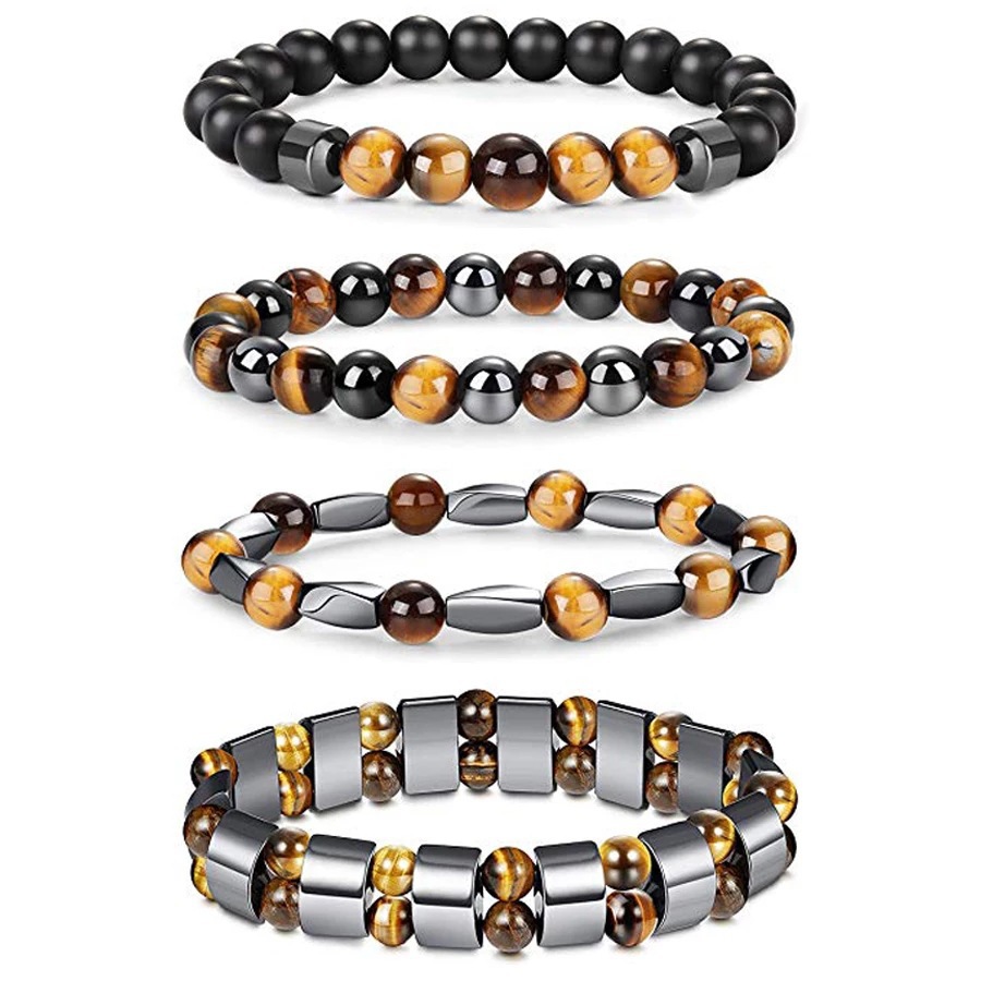 Hematite Relief Healthy Natural Stone Tiger Eye Beads Bracelet Jewelry Gift Powerful Magnetic Bracelet for Arthritis Pain