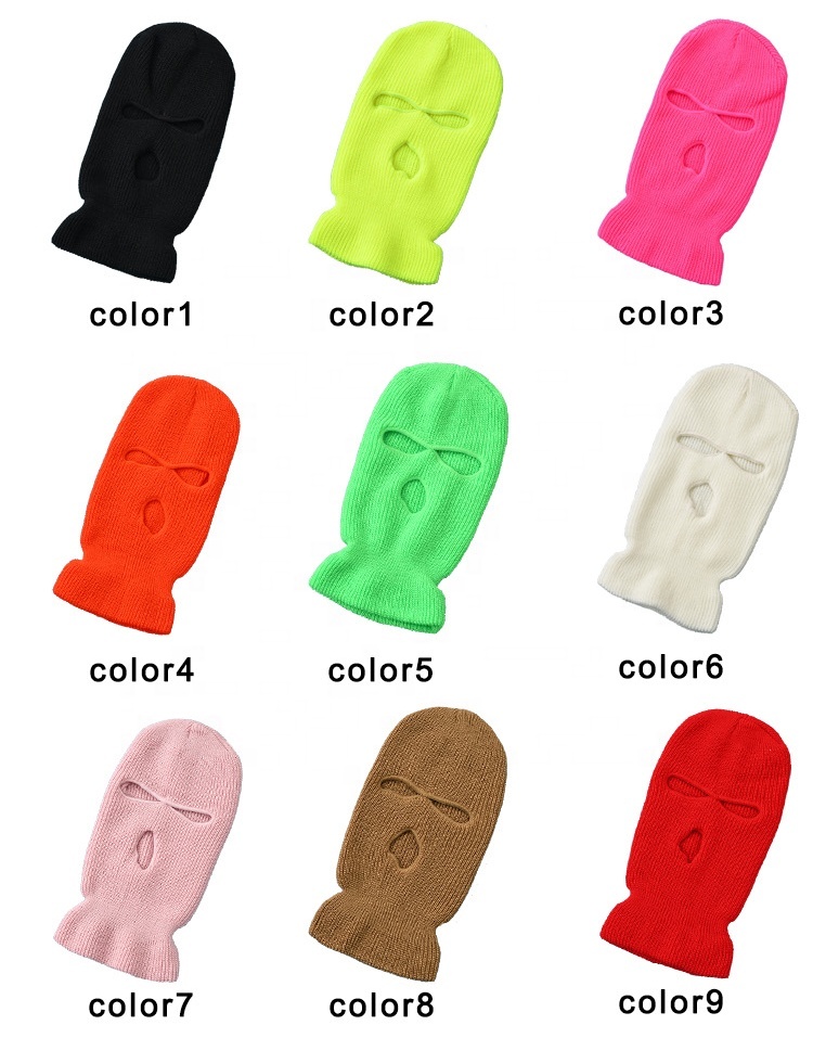 Wholesale Custom Logo Designers Knit Full Face Cover Skull Ski Mask 3 Hole Balaclava hat forcouple