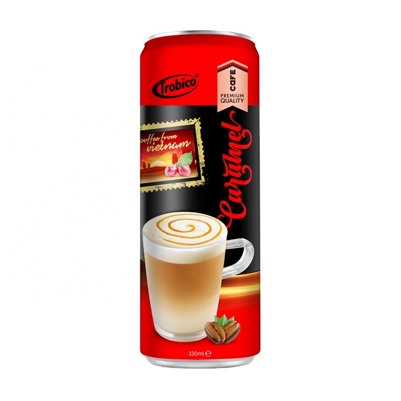Wholesale from Vietnam with Trobico brand or private label 330ml alu sleek can Caramel flavor Coffee Drink