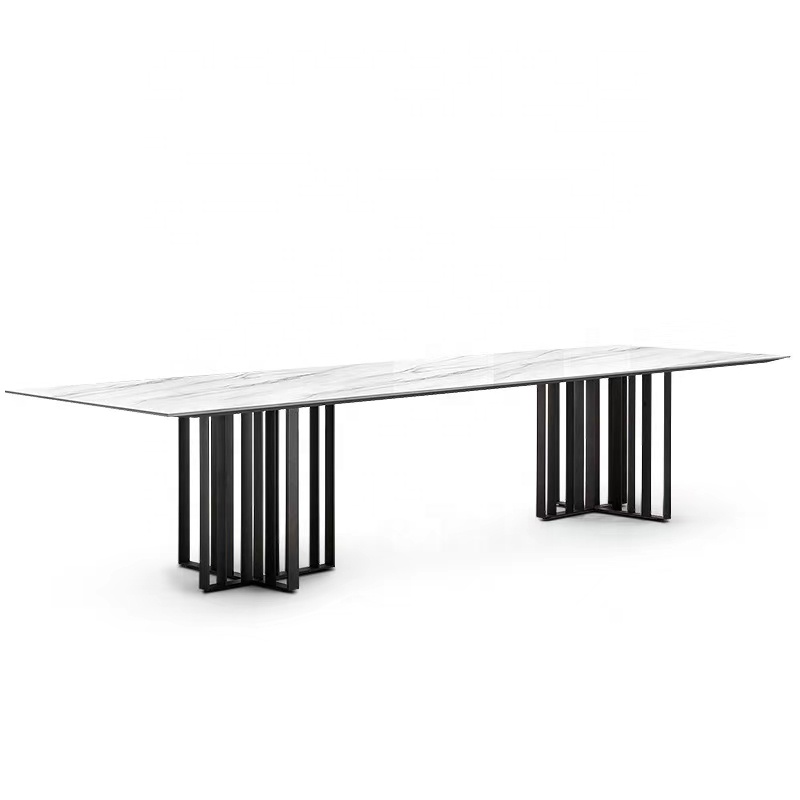 (SP-RT059) high quality Metal Base white Marble Top Rectangular coffee Tables Dining Table Dining Room Furniture