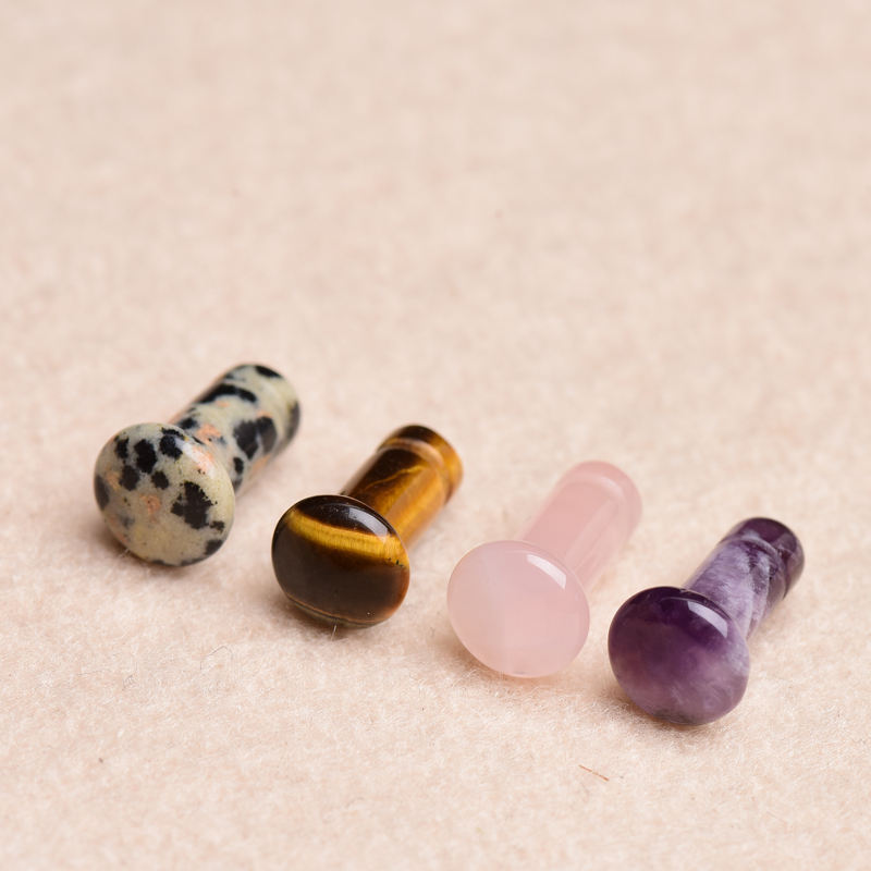 Hot Seller Rose Quartz Single Flare Plug with Groove Natural Stone Ear Plugs Tunnel Earrings Piercing Jewelry for Lady