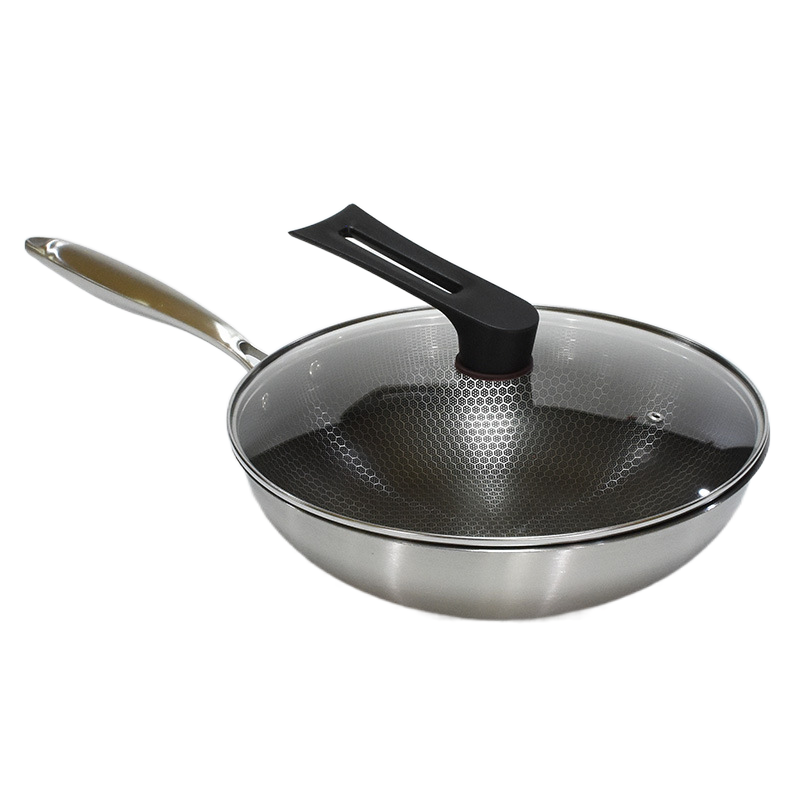 Stainless steel wok household wok gas stove induction cooker suitable for honeycomb non-stick wok frying pans