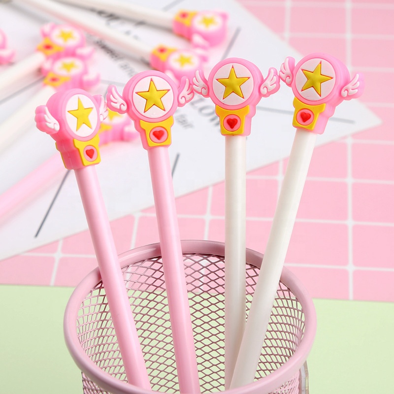 Kawaii мультфильм Волшебная звезда крылья гелевая ручка черные чернила Подпись авторучка Школа Офис рекламная авторучка