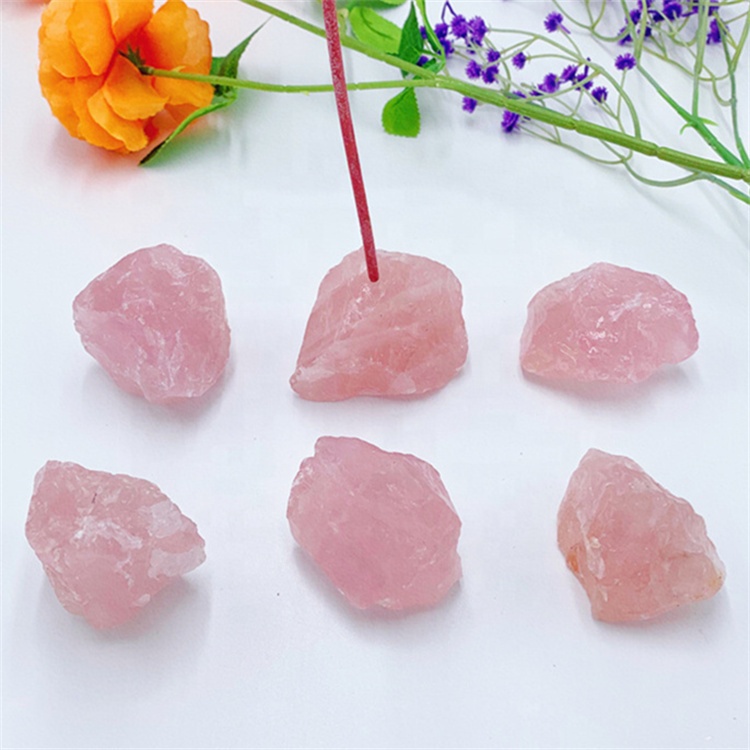 Wholesale High Quality Natural Folk Crafts Crystals Healing Stones Rough Raw Pink Rose Quartz Incense Holders For Decoration