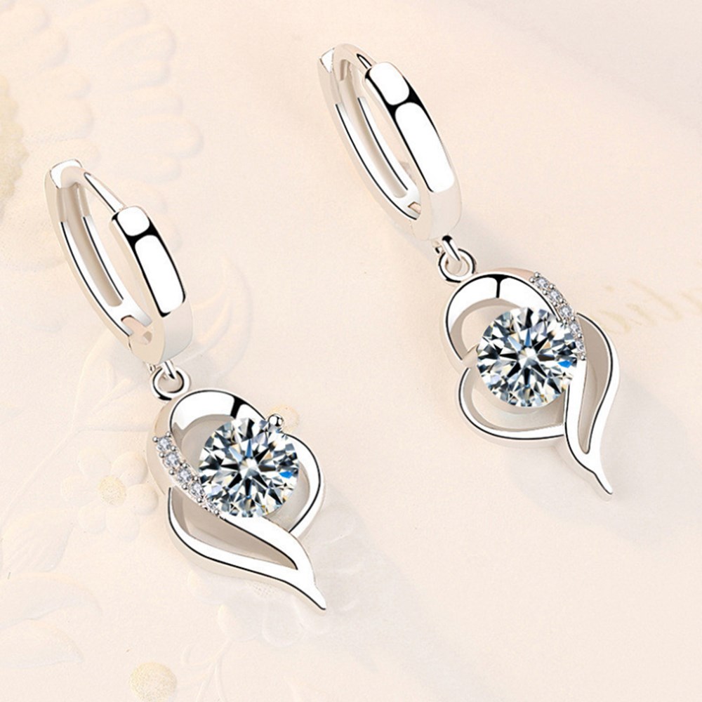 Sterling Silver New Woman Fashion Jewelry High Quality Blue Pink White Purple Crystal Zircon Hot Selling Earrings