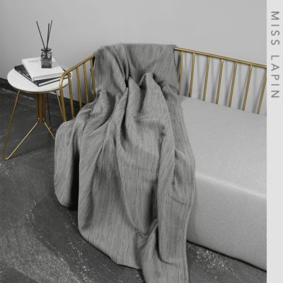 Fast Delivery Light Gray Textured Sofa Bed Blanket Luxury Decorative Jacquard Bedding Blanket Throws