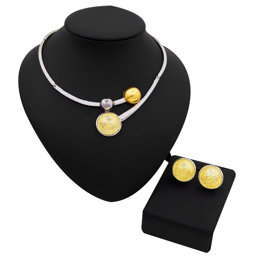 Yulaili New White Gold Plated Collection Beautiful Jewelry Set Yellow Round Pendant Necklace Earring Women Elegant Jewelry Sets