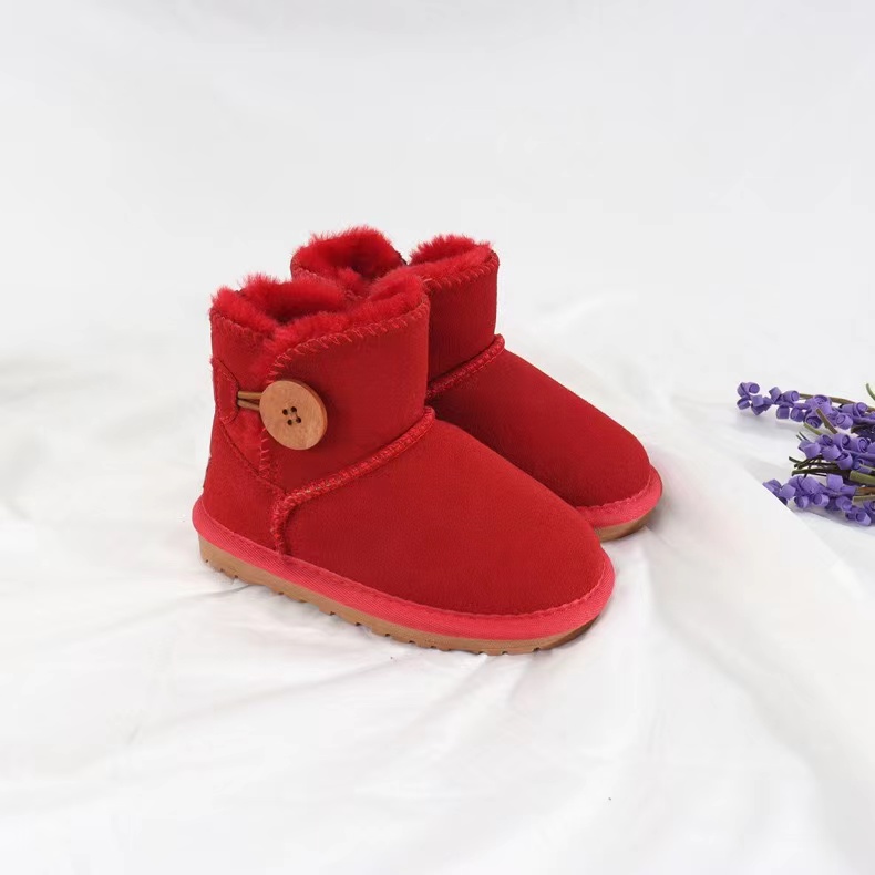 Wholesale Price winter kids snow boots kids shoes winter leather OEM real wool Shoes for children