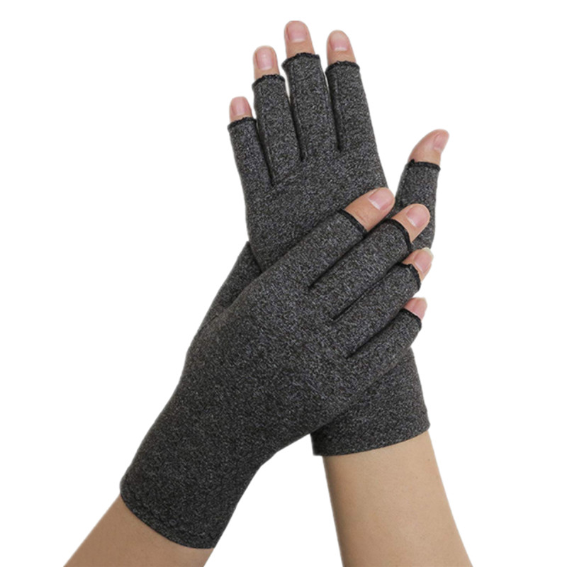 Factory Price Grey Compression Gloves Open Finger Hand Compression Anti Arthritis Gloves