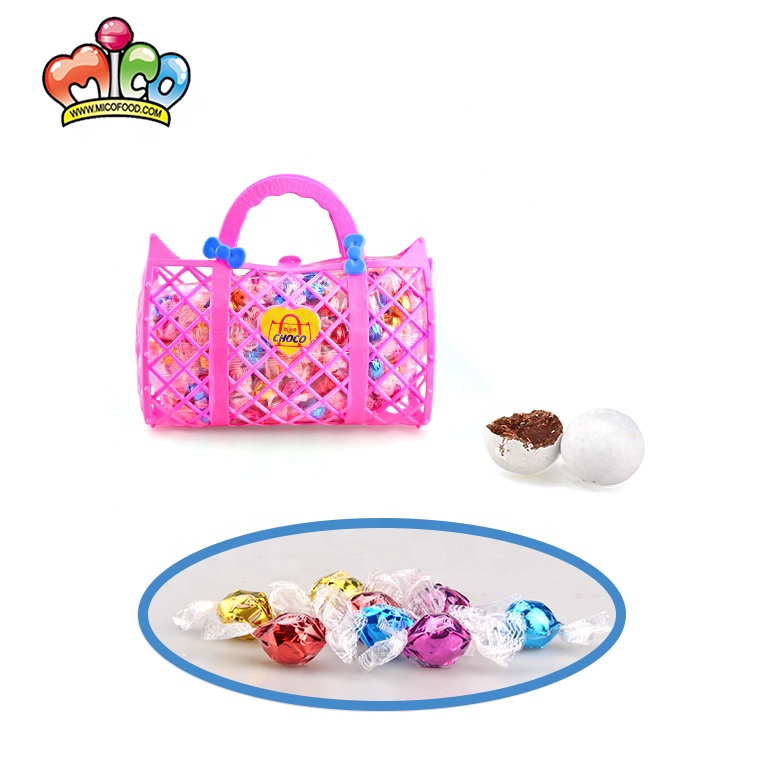 Миниатюрный сладкий шоколадный шар Choco candy girl, розовая сумочка с хрустящим покрытием и наполнителем