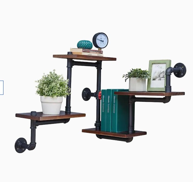 Wholesale black diy industrial pipe fittings Factory price countertop pipe shelf rustic decorative pipe caps