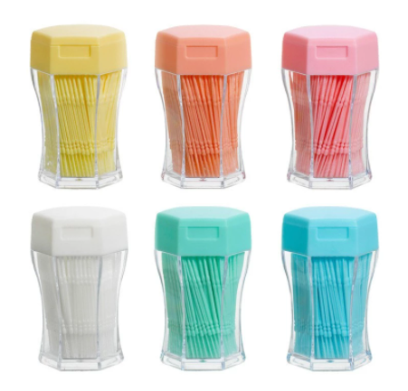 Factory Direct Sell 200pcs/set Soft Plastic Double Sided Brushed Toothpick Oral Care 6.3cm Dental Gap Cleaning Plastic Toothpick