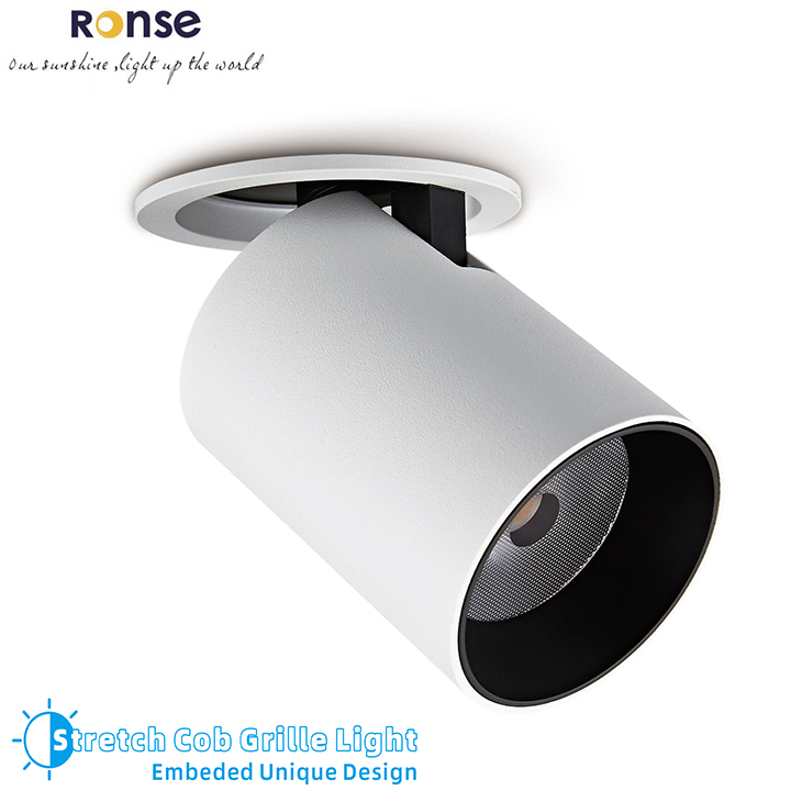 RONSE 25W 35W 15W 10W Round Shape Adjustable Lighting Angle Aluminum Housing Recessed Ceiling Grille Down Light 3 4 5 6 Inch Led
