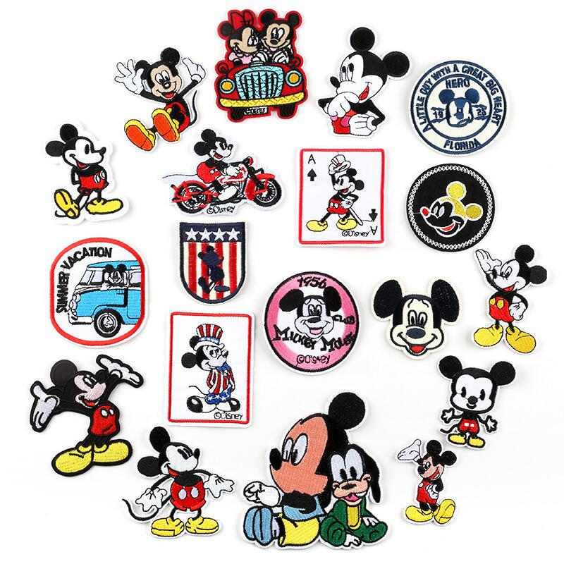 Лидер продаж, вышитые термоклейкие Мультяшные нашивки Micky Mouse для детской одежды