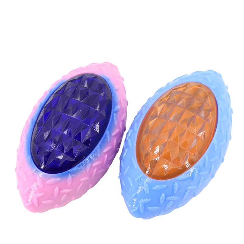 Stock Toy Dog Bite Resistant Molar Training pet Rugby toys Multicolor LED Tpr Dog chew Toy