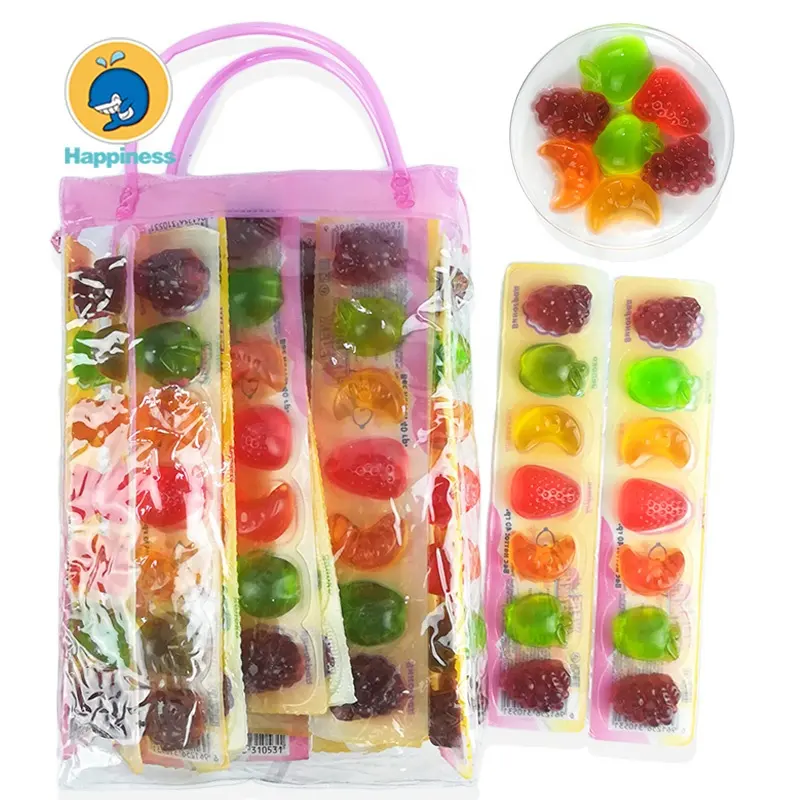 Sweet Halal Fruit Flavor 7 in 1 stick Jelly in PVC bag