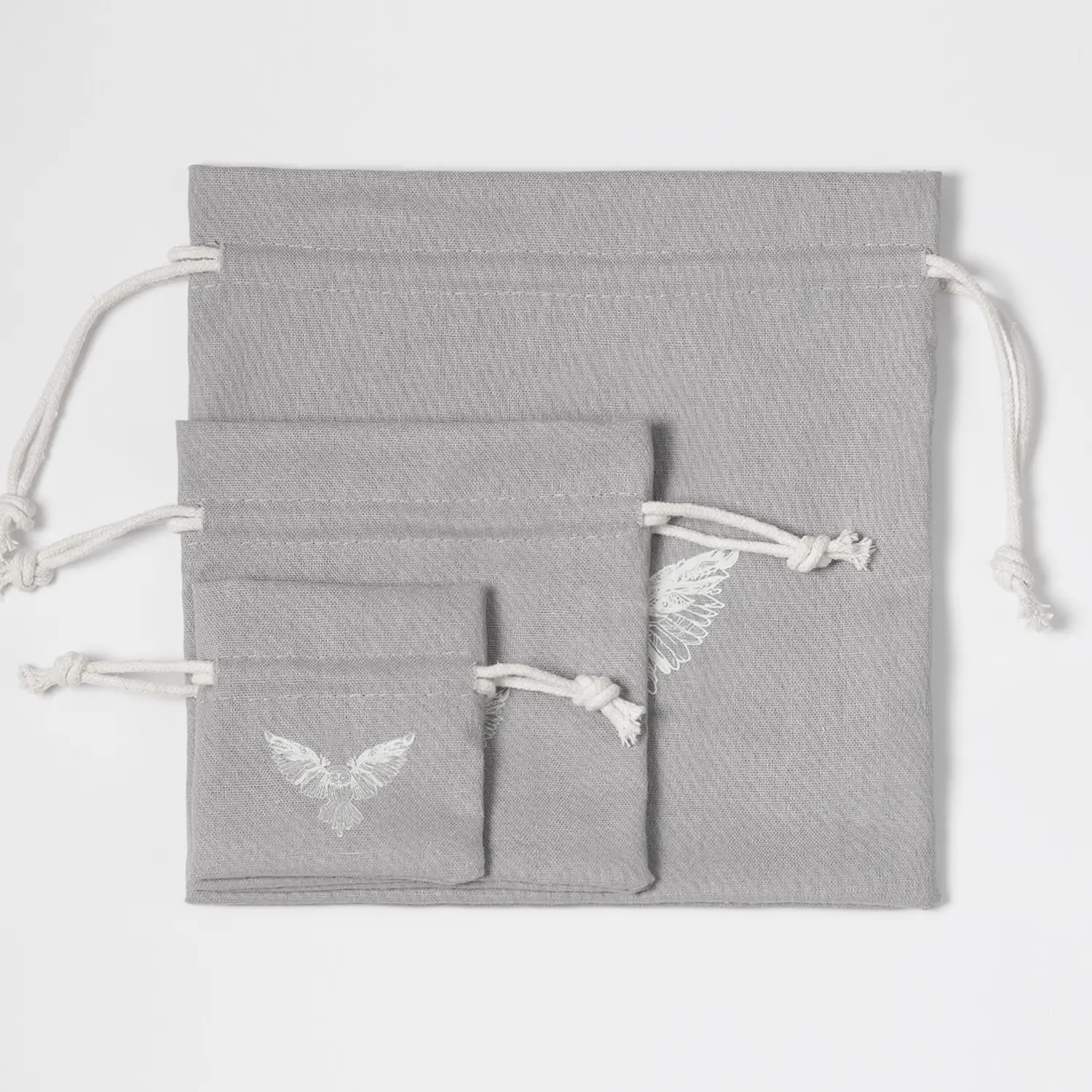 Wholesale custom logo silk clothes dustbag for handbags small natural cotton drawstring shoe dust bag