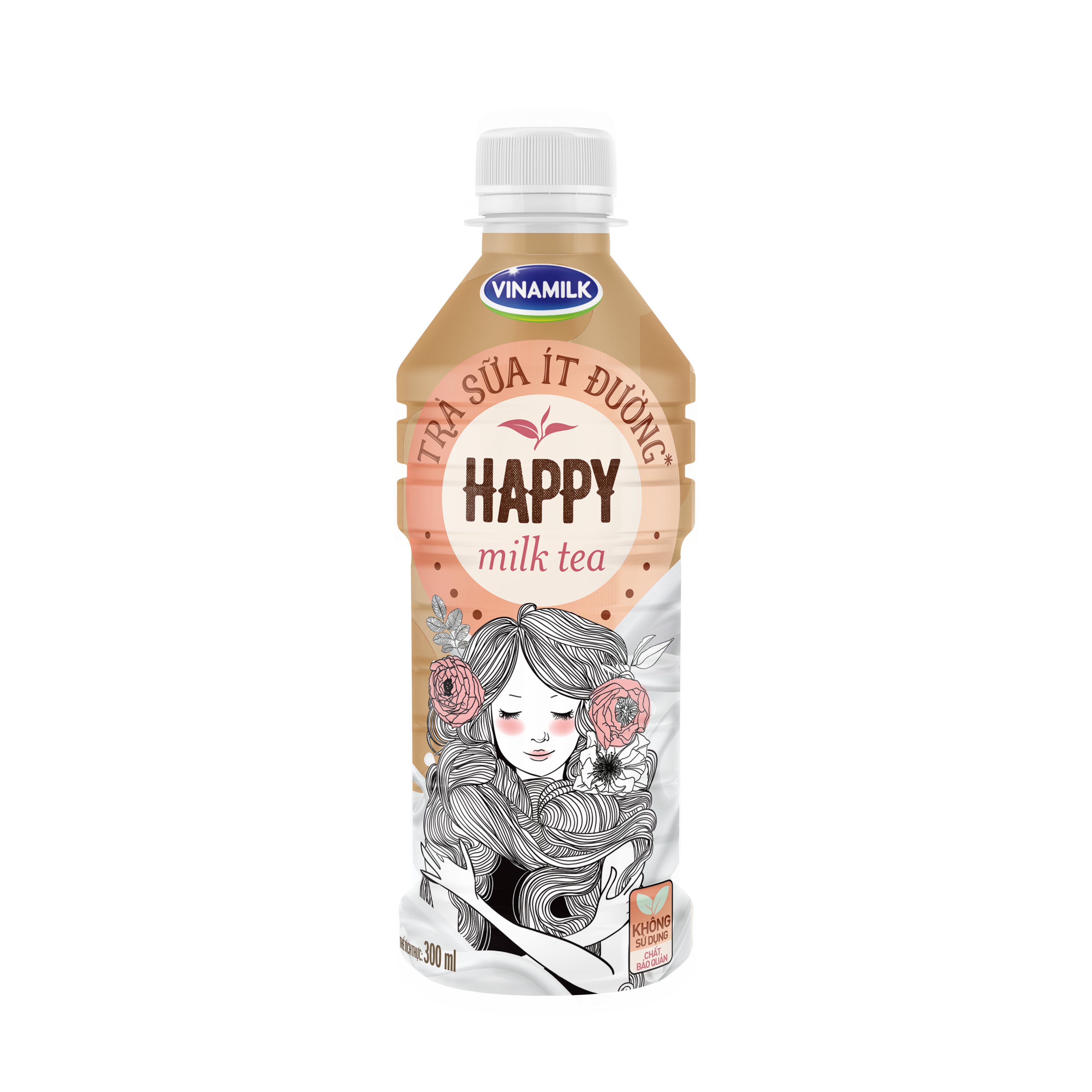 Готовый к питью молочный чай-Vinamilk-Happy brand-без сахара вкус-бутылка 300 мл