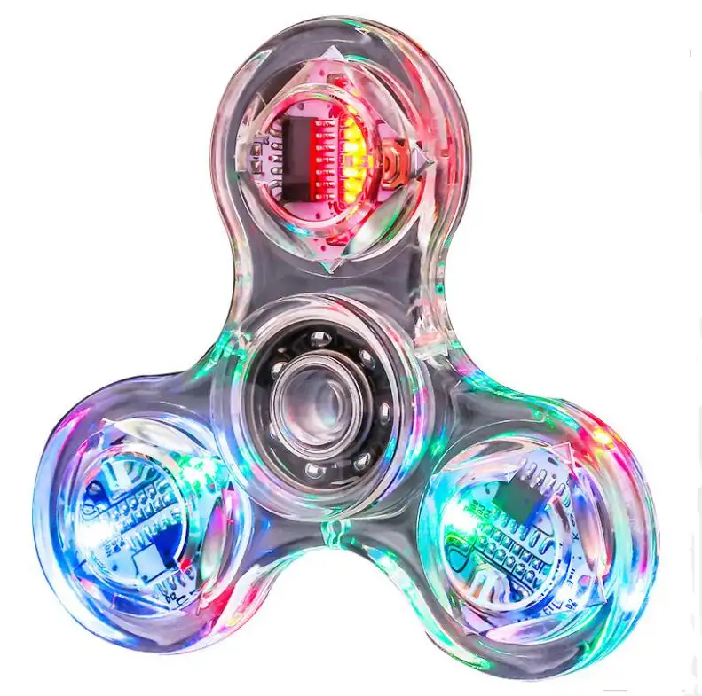 Wholesale Crystal Hand Finger Fidget Led Light Spinner Toy for Kids