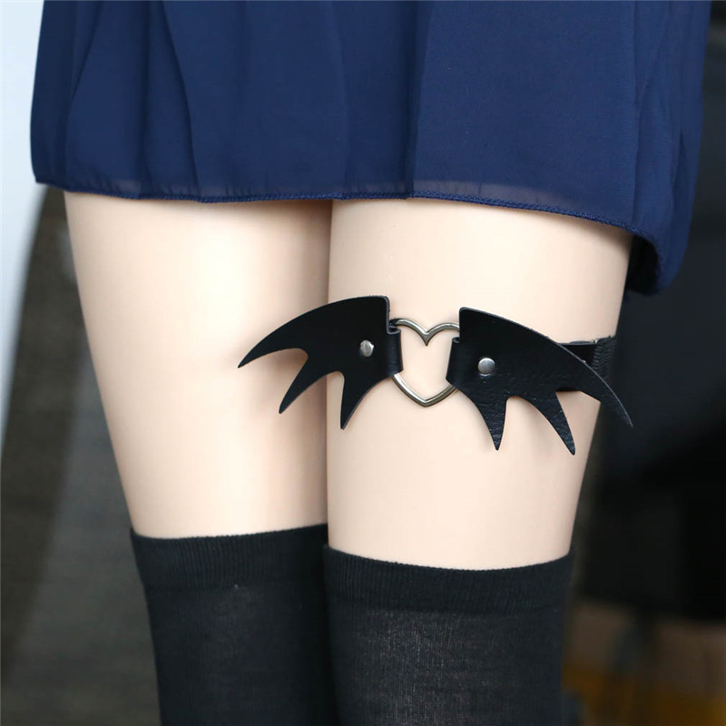Elasticity Gothic Leg Ring sexy girls black customize punk hot sexy leather mature leg garter thigh for ladies