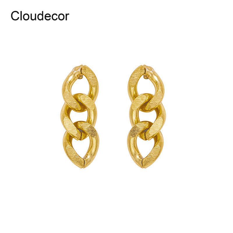 Simple link Chain Earrings Gold Plated Jewelry Women Stainless Steel Earrings Drop Earrings 2021 Trend