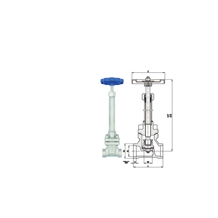 Криогенный длинный стволовый запорный клапан DJ-10D-50D для LNG, LO2, LN2, LAr
