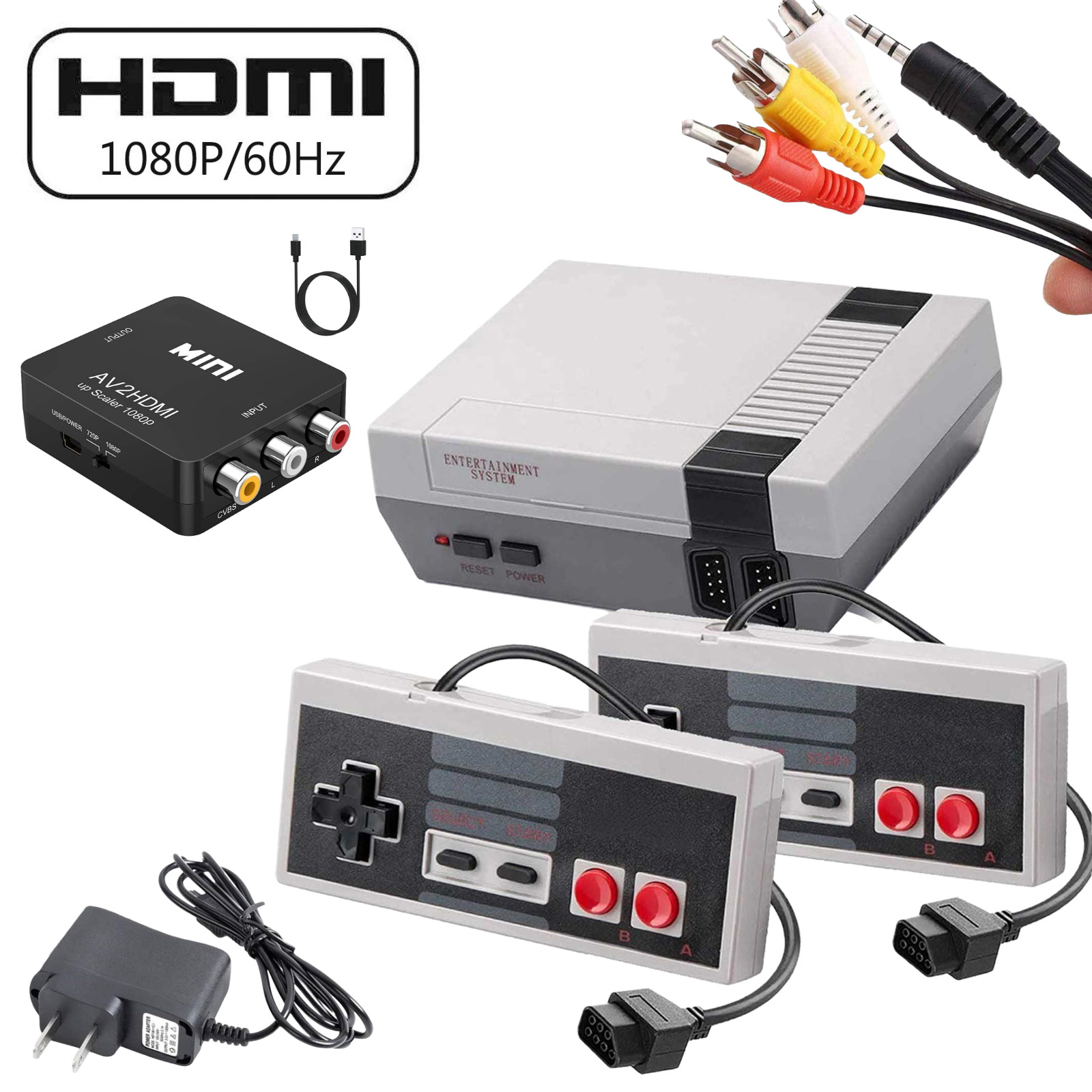 Classic Retro Game Console,Video Game System Build-in 620 Classic Games, AV and HDMI Output and 2 Classic Game Controllers.