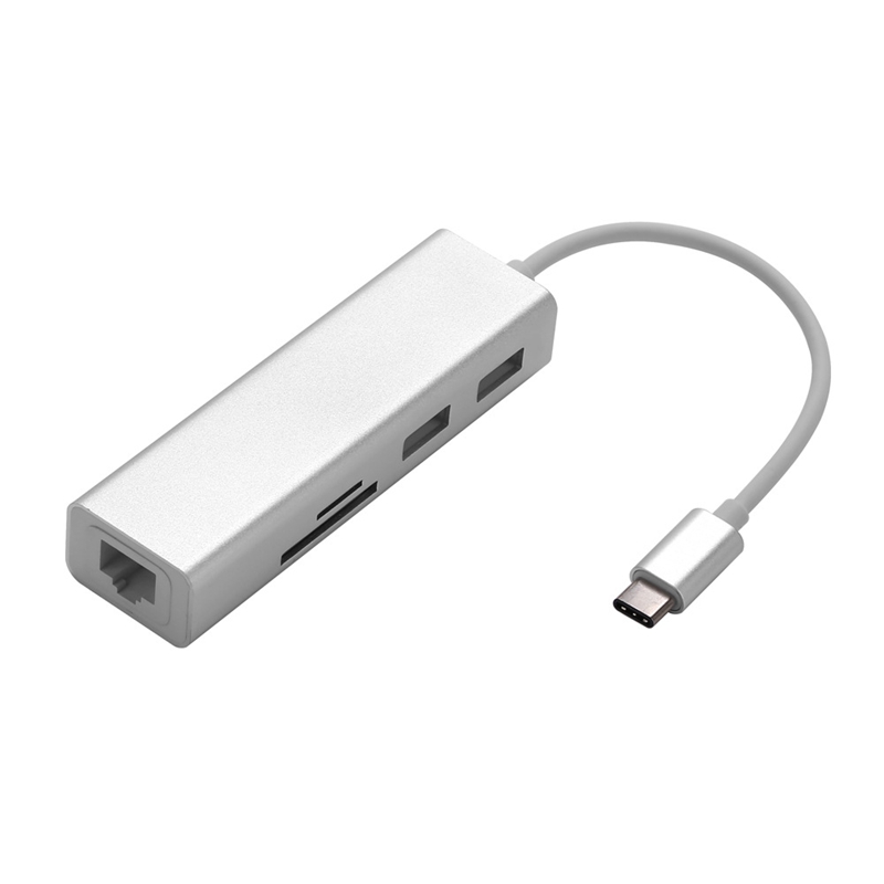 5 в 1 usb-c адаптер с Gigabit Ethernet rj45 + двойной USB3.0 + SD/TF card reader expander