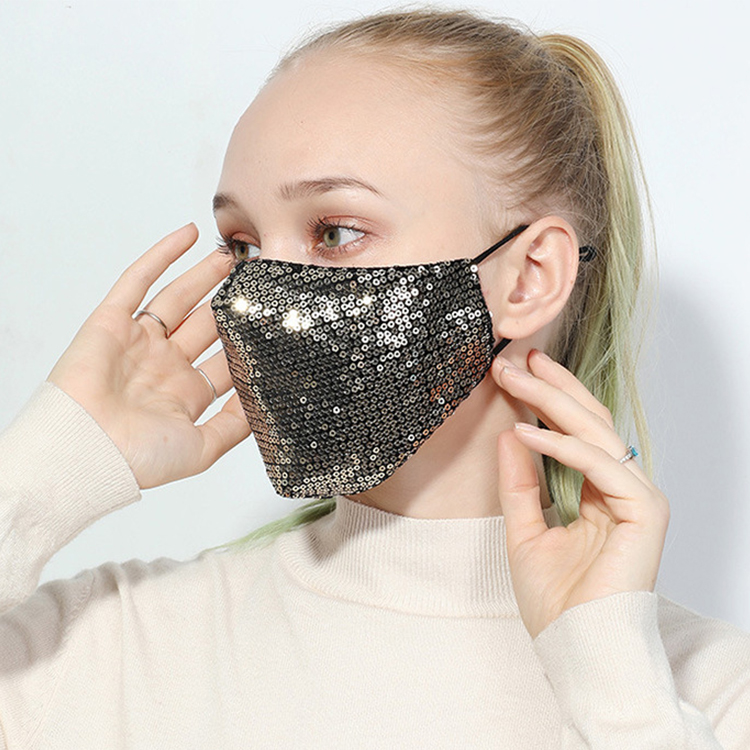 Adjustable Glitter Bling Bling Sparkly Sequin Fashion Party Face Mask for Women Masquerade Christmas Masks