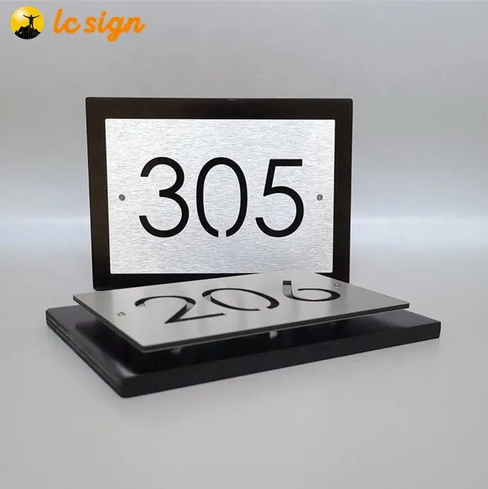 Hotel room door metal numbers and letters sign decorative house number