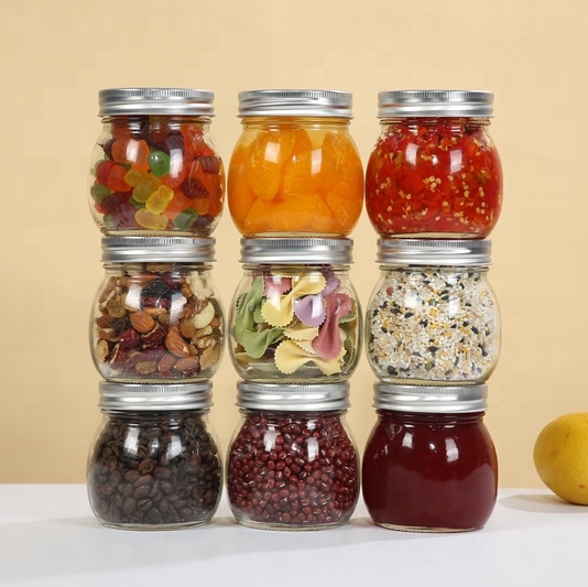 Glass Mason Jars 8oz 16 oz 32oz With Silver Screw Lids 12 pack Ideal for Food Storage Juice