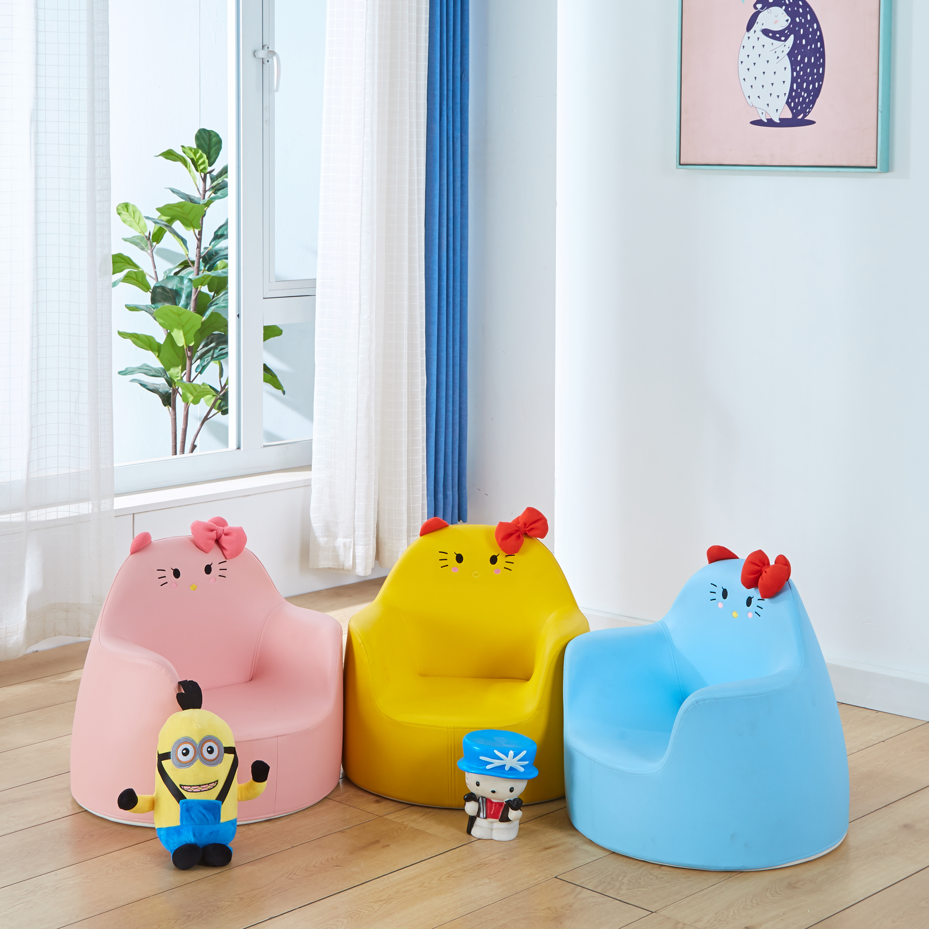 Most popular portable baby chair PU leather molded foam beautiful baby sofa chair