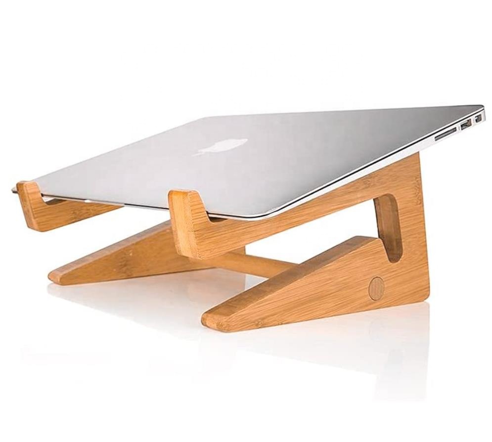 Simple Design Bamboo wooden laptop computer Stand Riser For Desktop Use