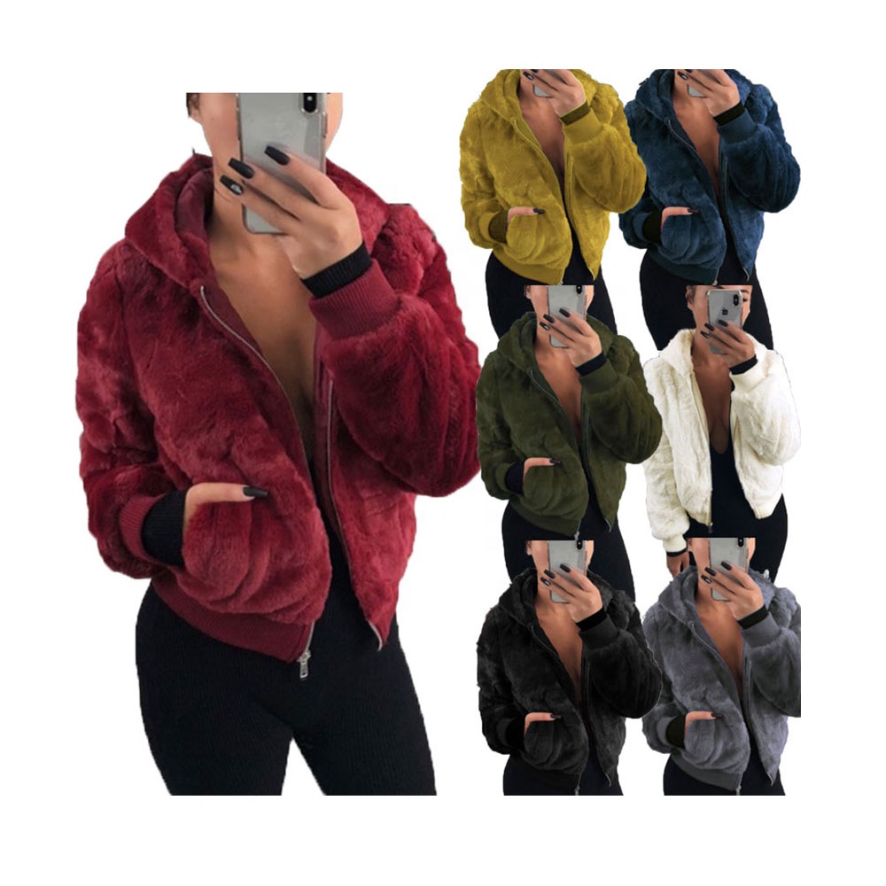 Winter Fall 2021 Full Zip Up Hoodie Coats Maxi Plus Size Jackets Rabbit Fur Jacket Women