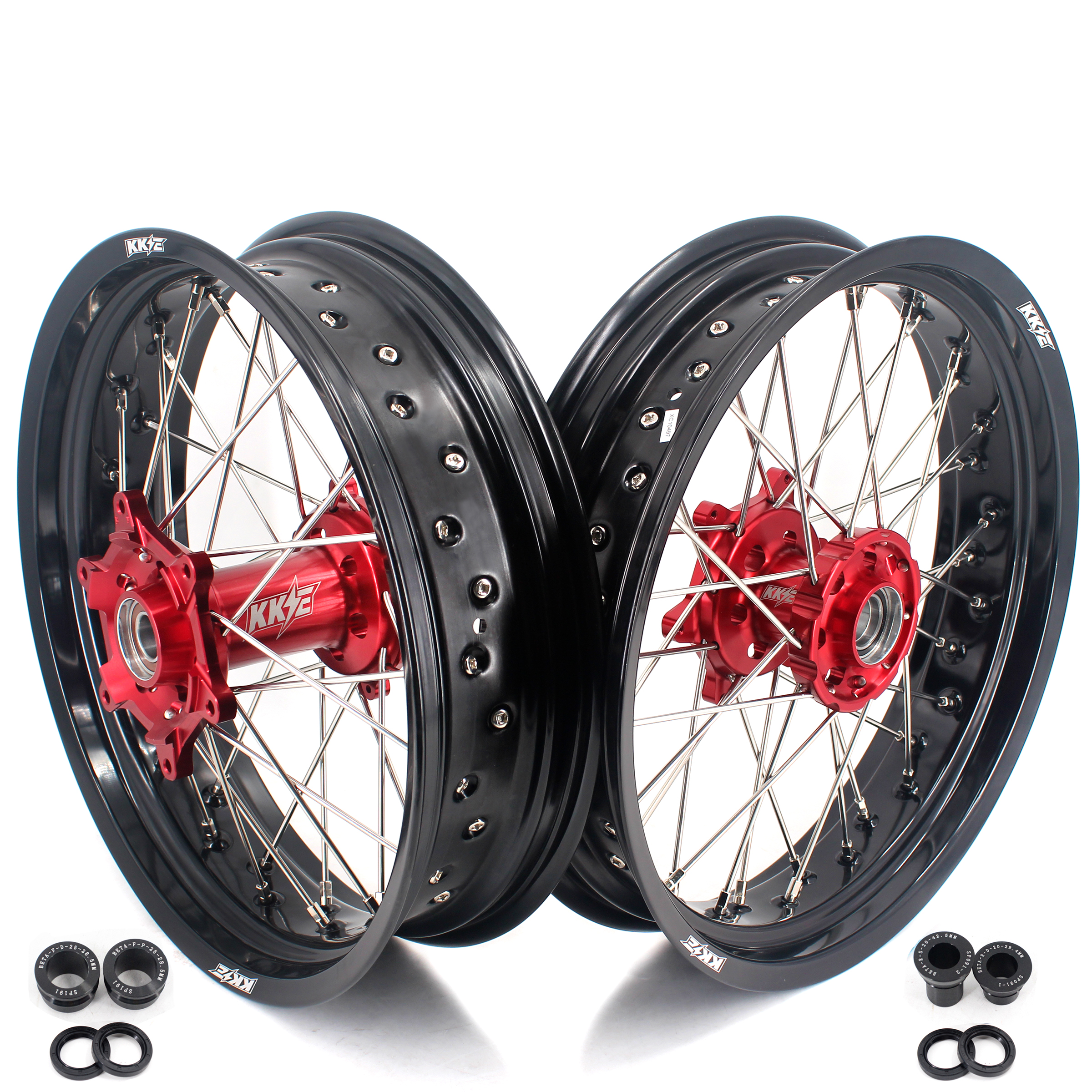 KKE 3,5/4,25 комплект гоночных колес для мотоцикла Supermoto подходит для BETA RR 2013-2020 красный ступичный черный обод