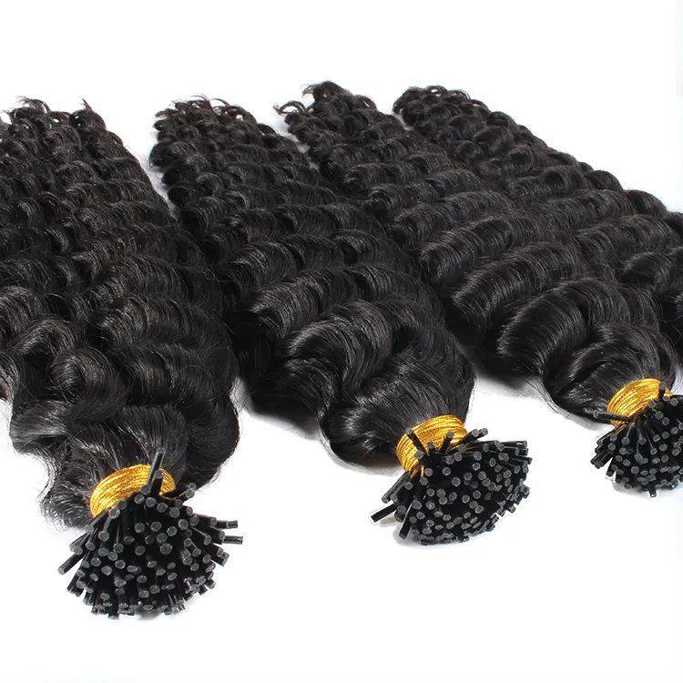 loose deep wave i Tip Hair Extensions russian micro links itip hair extensions