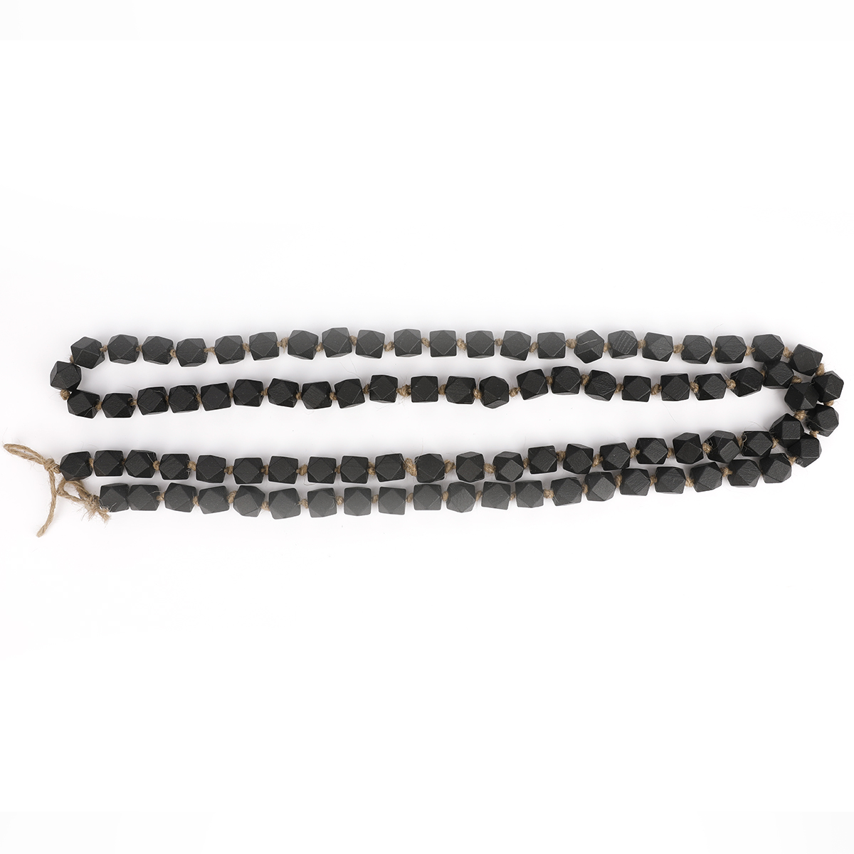 88 Pcs Black Hexagon Christmas Wood Bead Garland with Tassels for Home Decor