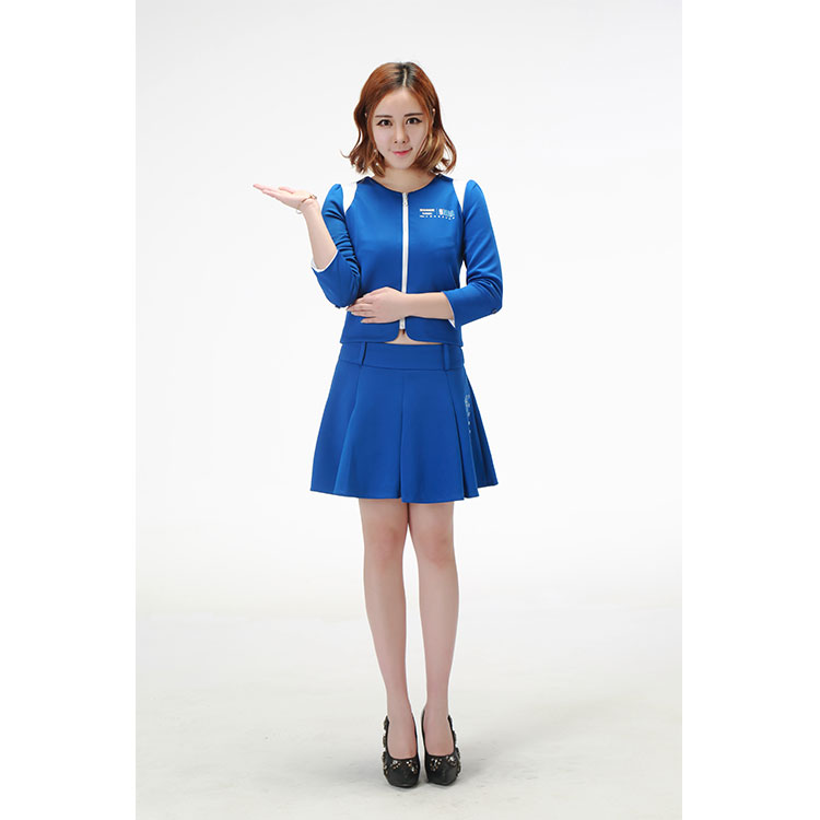 100% Polyester Women Skirt Promotion Uniforms Custom Blue Skirt
