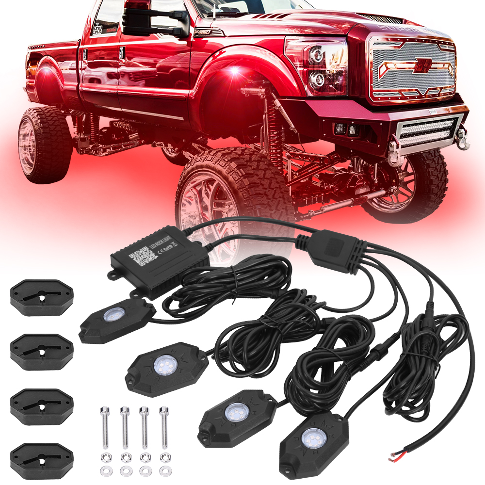 Loyo Rgb Led Rock Lights 4 Pods Rock Light Controlled By Wifi Blue Tooth 3 Times Brighter Led Rock Lights Kit For All Vehicles