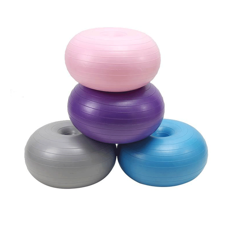 New Design Yoga Exercise PVC Anti-brust Donut Apple Shape Yoga Ball With Pump