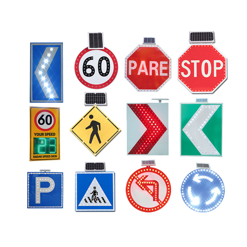 Square design high brightness aluminum led stop sign solar powered road traffic signs