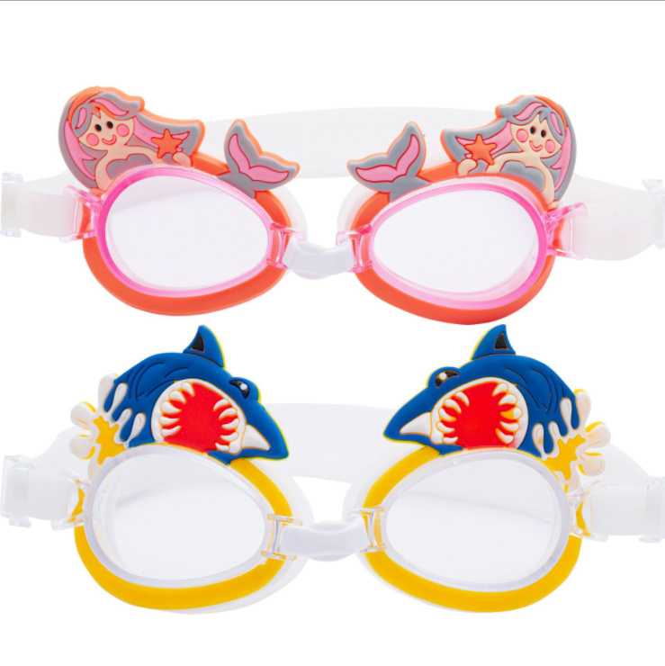 swim glasses colorful cute cartoon silicone anti fog diving in swimming pool glass swimming for kids 5-14