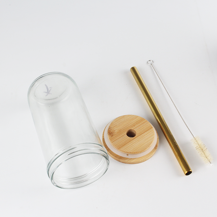 Mason Jar Drinking Glasses 24 OZ Cups with bamboo Lids and stainless steel Straws for Jam Juices