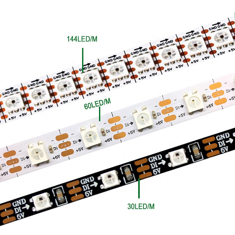 5v ws2812 ws2812b 5050 smd 60 светодиодов 144 СИД индивидуально адресуемых цветных (rgb) светодиодных лент