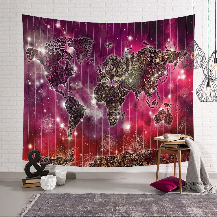 New Style Sofa Chair Sherpa Blankets World Map Printing Hanging Cover Tapestry